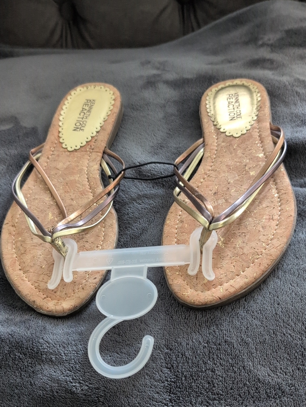 Kenneth Cole Reaction Metallic Multi-Strip Cork Flip Flop Sandals